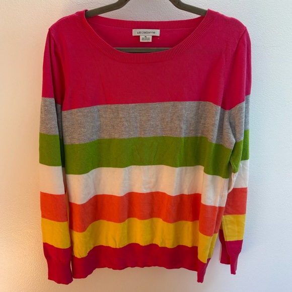NWOT Liz Claiborne Stripe Crewneck Sweater XL - Picture 2 of 5